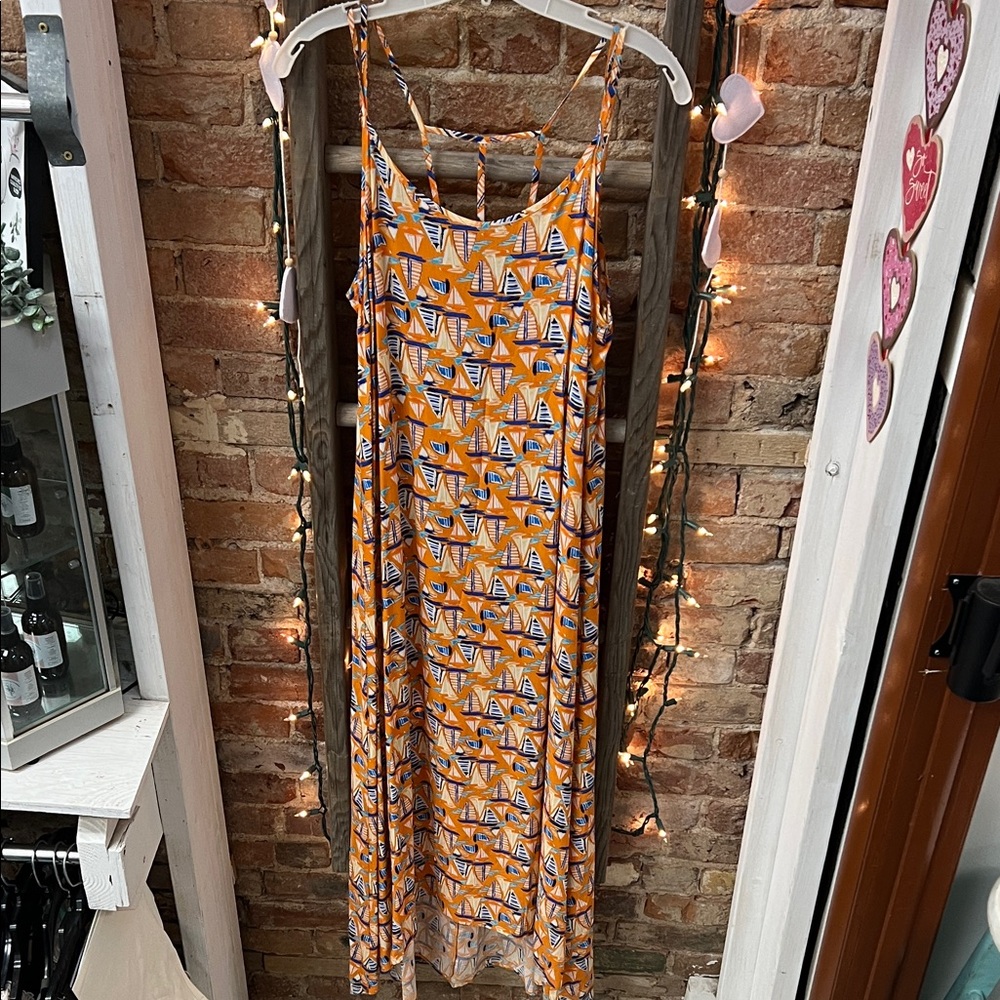 Sailboat Print Maxi Dress